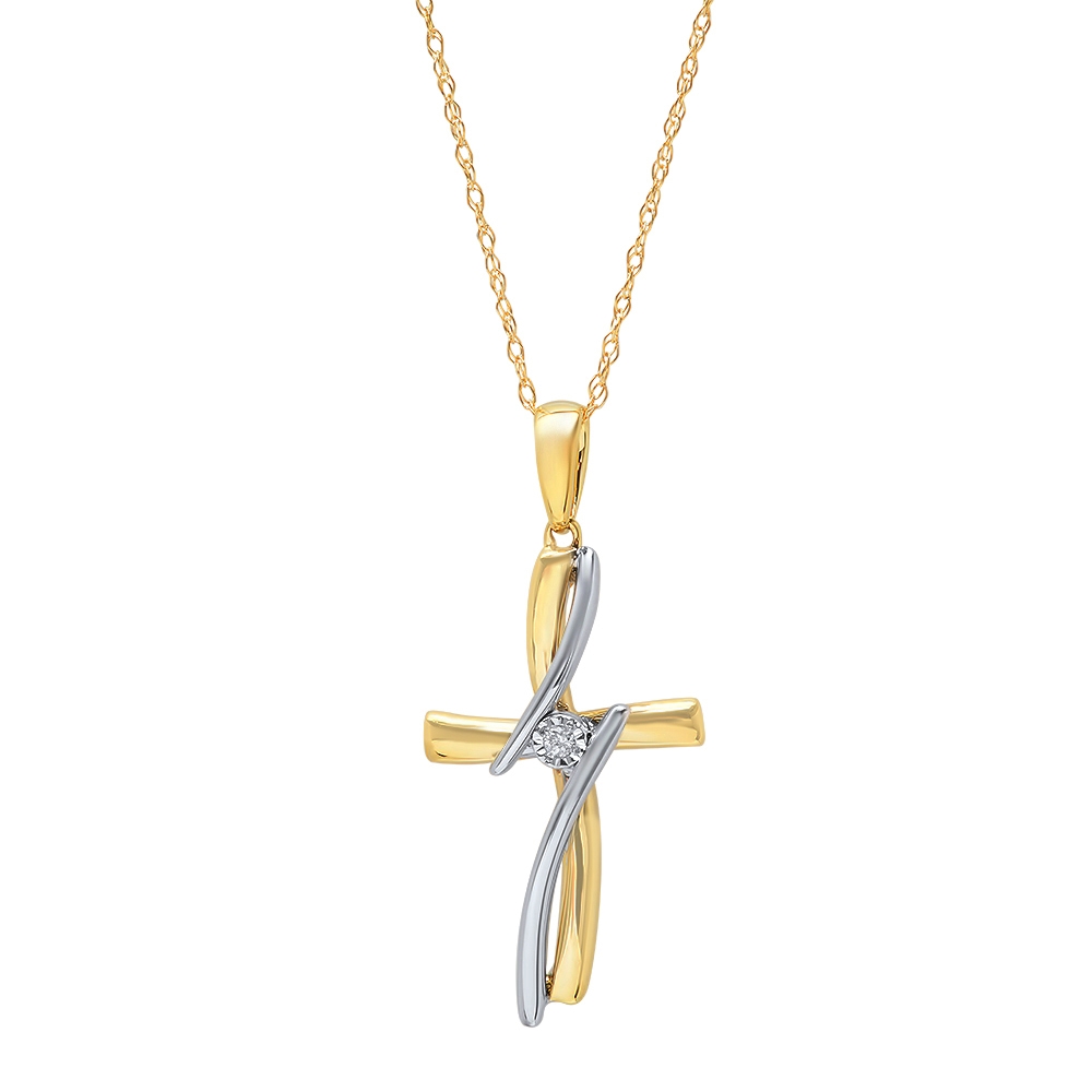 2 tone cross pendant