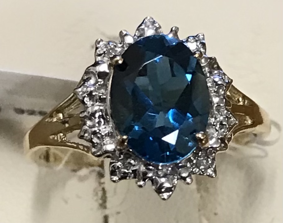 London blue topaz and clearance diamond ring