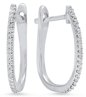 .12ct Diamond Oval Hoop Earrings 