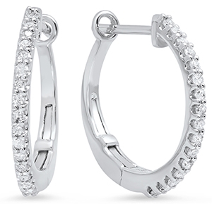 1/4ctw Round Diamond Hoop Earrings 