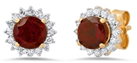 Garnet & Diamond Halo Earrings