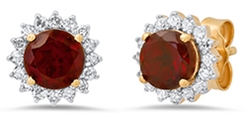 Garnet & Diamond Halo Earrings 