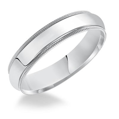 5mm 14k White Gold Milgrain Band 