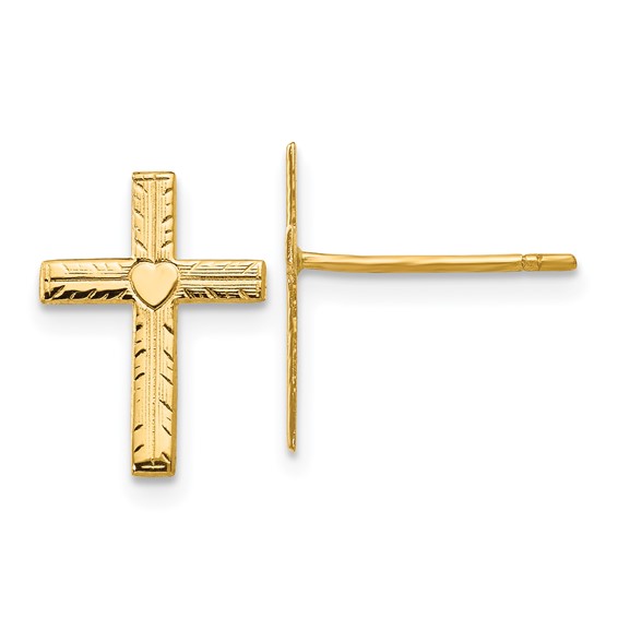 14k Cross with Hear Earrings 