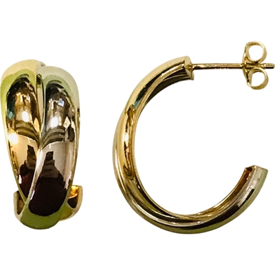 14k Two Tone J Hoop Earrings 