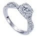 14k White Gold Criss Cross Diamond Halo Engagement Ring - 01I-1176