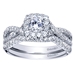 14k White Gold Criss Cross Diamond Halo Engagement Ring - 01I-1176