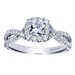 14k White Gold Criss Cross Diamond Halo Engagement Ring - 01I-1176