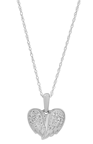 Sterling Angel Wing Heart Necklace 