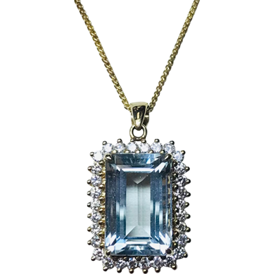 Aqua and Diamond Pendant  