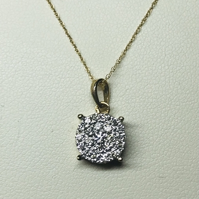 Diamond Cluster Pendant Necklace 