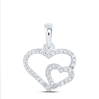 Diamond Double Heart Pendant Necklace 