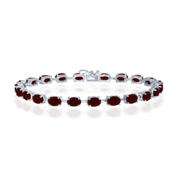 Sterling Garnet Tennis Bracelet 