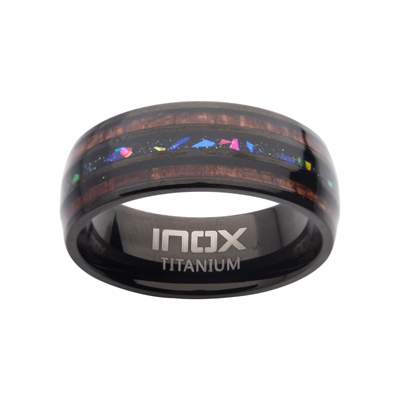 Inox Titanium, Wood and Opal Band 