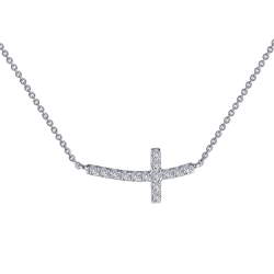 Lafonn 18" 0.53ctw CZ East to West Cross Necklace 