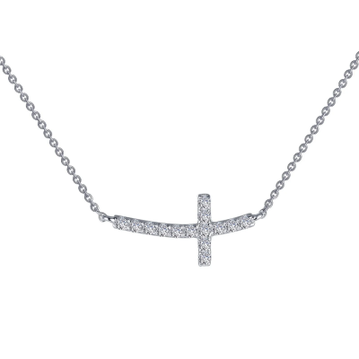 LaFonn 18" .53TW CZ East to West Cross Necklace 