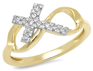 Ladies Diamond Infinity Cross Ring 