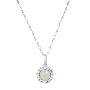 Pearl & Diamond Halo Necklace 