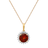 Garnet & Diamond Halo Pendant