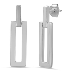 Sterling Rectangle Fashion Earrings 