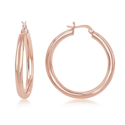 Sterling Rose Gold Plated Hoop Earrings 