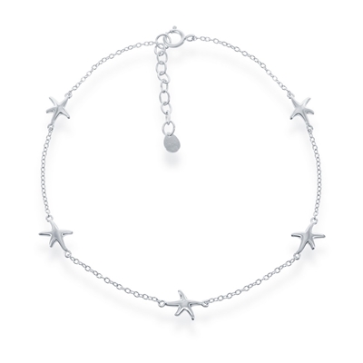 Sterling Polished Sea Star Anklet 