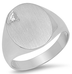 Sterling & Diamond Signet Ring 