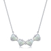 Sterling Mother of Pearl &amp; CZ Heart Flower Necklace - 0933615