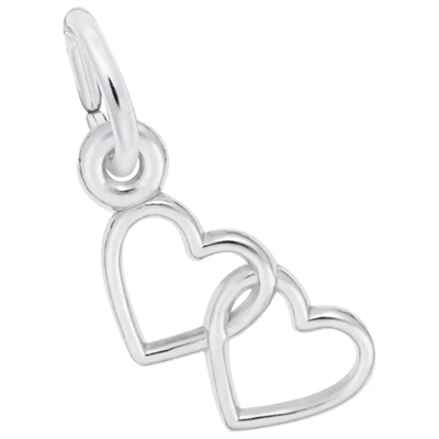 Sterling Double Heart Accent Charm 