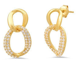 Sterling Yellow Gold CZ Fashion Earrings 