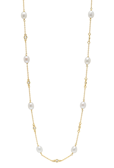 Sterling Freshwater Pearl & CZ Necklace 