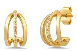 Sterling Yellow Gold Plate CZ Earrings 