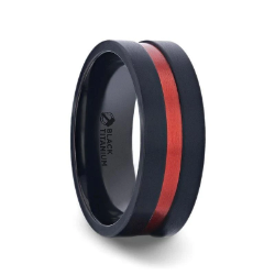 Titanium Wedding Band w/ Red Aluminum Inlay 