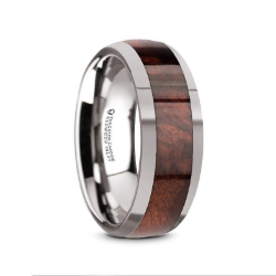 Tungsten Wedding Band w/ Rosewood Inlay 