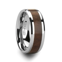 Tungsten Wedding Band w/ Walnut Inlay 