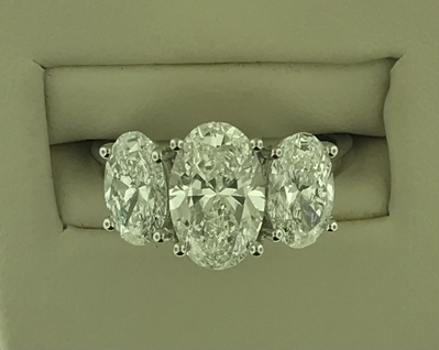 14KW 4CTW Oval Cut Three Stone Ring 