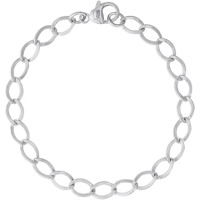 Sterling Dapped Curb Charm Bracelet 