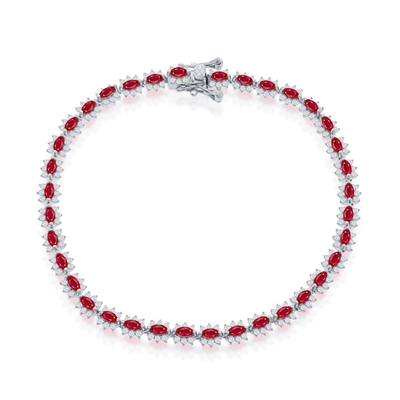 Sterling Royal Tennis Bracelet - Ruby CZ 