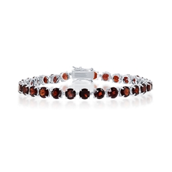 Sterling Round Garnet Bracelet 