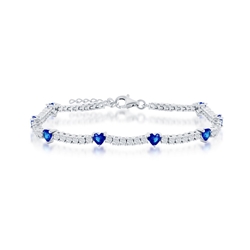 Sterling Heart & CZ Tennis Bracelet 