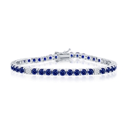 Sterling CZ & Spinel Tennis Bracelet 