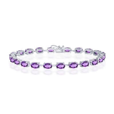 Sterling Oval Amethyst Tennis Bracelet 