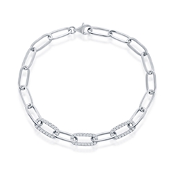 Sterling CZ Paper Clip Bracelet 