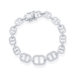 Sterling Pave CZ Link Bracelet 