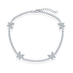 Sterling CZ Tennis Anklet 