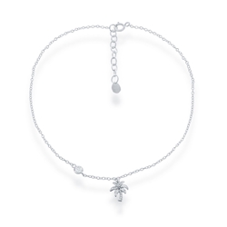 Sterling Palm Tree & CZ Anklet 