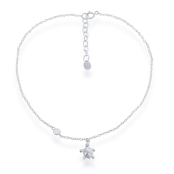 Sterling Sea Turtle & CZ Anklet 