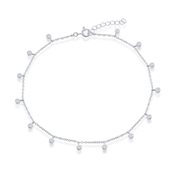 Sterling Bezel-Set CZ Charm Anklet 