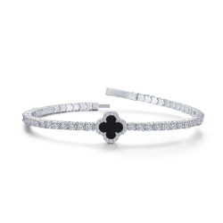 Lafonn 2.40ctw Black Onyx Clover Tennis Bracelet 