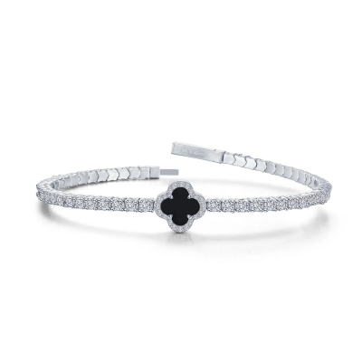 Lafonn 2.40ctw Black Onyx Clover Tennis Bracelet 